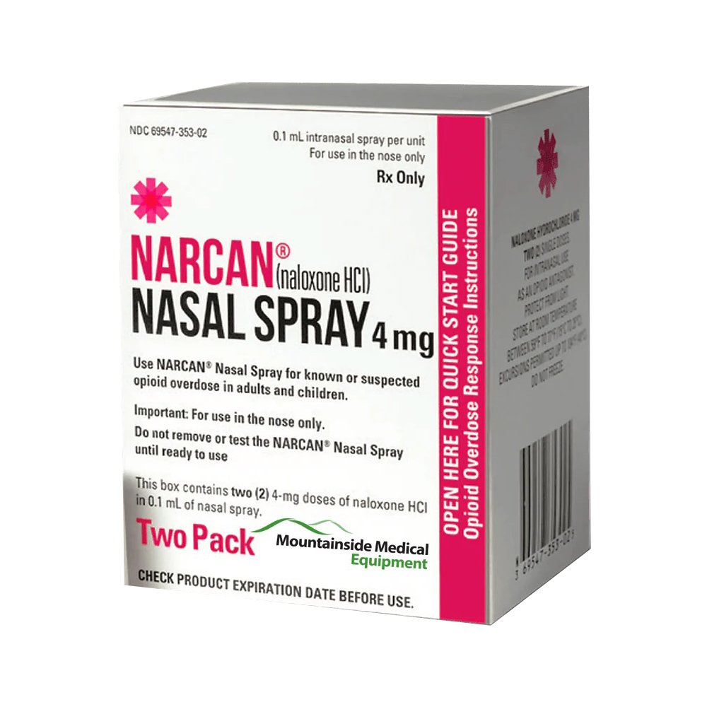 Narcan nasal spray packaging with clear product details, available for fast and discreet shipping.